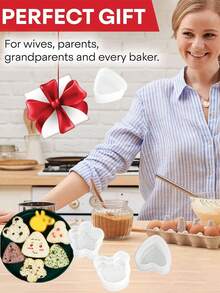 1件/4件DIY便当模具，寿司模具，饭团模具，创意造型模具，三角形饭团模具，心形模具，梅花形模具，小熊模具，面包模具，烘焙用具 - 無色 - 查看 7