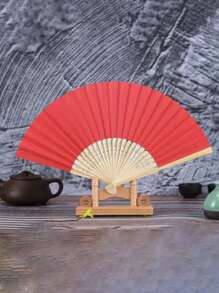 1pc/6pcs/ 7 Inch Folding Fan Black; White; Red Paper Fan Blank Folding Fan Plain Bamboo Blank Plain Paper Summer Cooling,Beach,Travel
