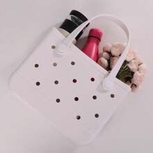 Miniso Classic Style Holes Handheld Bag - Casual Outings,An Eye-Catching Item For Everyday Travel, Lunch Bags For Girls Suitable Size Cute Bento Bags With Handle Beach Bag Waterproof - Black - View 4