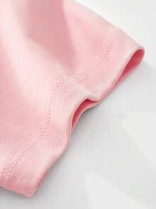 1 bucată tricou cu mânecă scurtă, cu mânecă scurtă, cu imprimeu cu șoarece și zâne, la modă pentru primăvară și vară - Roz - Vizualizare 5