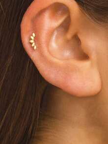 1PC 925 Sterling Silver Triangular Earrings With Ins Style All-Match Diamond-Encrusted Ball Ball Small Ear Bone Stud Ladies Jewelry Suitable For Girls Gifts - Gold - View 2