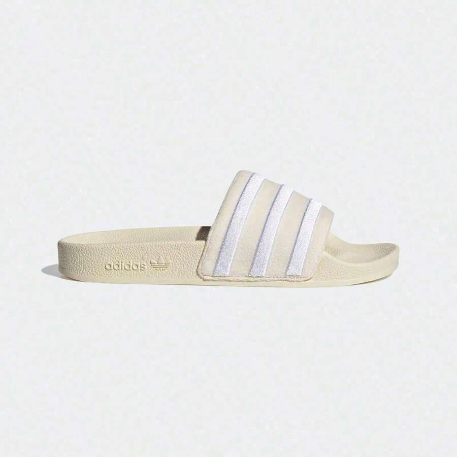 Adidas 舒适休闲百搭情侣拖鞋，时尚拖鞋 GZ3751 - 米色/白色 - 查看 1