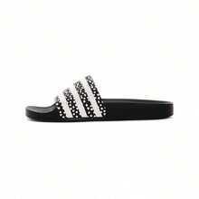 Adidas Classic Stripe Sports & Casual Beach Slippers, Outdoor Slides, Fashion Flip Flops, Size Runs Small, FX5923 - Black-white - View 2
