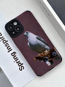 Husă de telefon luxoasă din piele ecologică cu model simbolic cu șoim, reprezentând curajul și puterea, culoare premium roșu vin, design protector anti-cădere la 360 de grade, protecție pentru lentile, compatibilă cu , cu husă de protecție TPU, la modă și de înaltă calitate. - Multicolor - Vizualizare 3