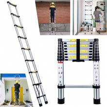 Escalera Plegables De Aluminio Resistente 2.6 Metros Escalera Recta De Aluminio 9 Escalones, Escalera Extensible Compacta y Portátil De Escalón Soporta 150 KG - Blanco - Ver 1