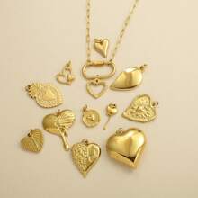 1pc Luxury Gold Stainless Steel Heart Pendant Necklace, Elegant Design Suitable For Daily Wear, Gift For Mother's Day
