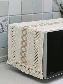 1 件乡村风格微波炉防尘罩布，日常客厅餐桌茶几装饰布，桌面保护，家庭餐桌节日装饰布，适用于微波炉、盘垫、床头柜罩、派对桌布