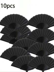 10pc1pcs Solid Color Foldable Simple Casual Hand-Held Fan For Various Holiday Parties Wedding Daily Summer Cooling,Beach,Travel - Multicolor - View 8
