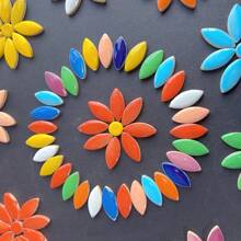 100g/200g Assorted Color Teardrop + Polka Dot Ceramic Mosaic Tiles, High-Temperature Ceramic Crafted Mosaic Material With Smooth Surface, For DIY Handicrafts, Mosaic Wall Art, Bathroom And Pool Decor
