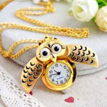 Montre collier vintage de mode en alliage rétro en forme de hibou pour hommes et femmes, cadeau d'anniversaire