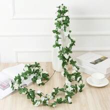 2.5m/1.8m Artificial Rose Vine, Suitable For Wedding Wreaths, White & Pink, Home Room Wedding Decor, Silk Artificial Rose Vine (Relatively Smaller Flowers) - Multicolor - View 9