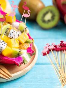 50/100 Pcs Flamingo Cocktail Picks -Flamingo Toothpicks Bamboo Toothpicks For Fruits, Appetizers,Decorative Fruit Picks,Wedding Cocktail Accessories,Restaurant Garnish Picks,BBQ Appetizer Skewers, Sandwiches, And BBQ, Decorative Party Supplies