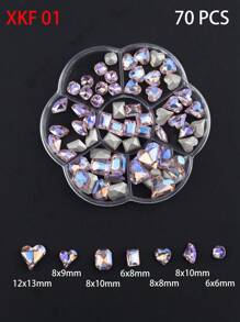 70 pezzi Decorazioni per unghie a forma di cuore tridimensionale, diamanti in vetro finti per arte di unghie, accessori per unghie, decorazioni a cuore, forniture per manicure, elementi essenziali per nail salon e nail tech
