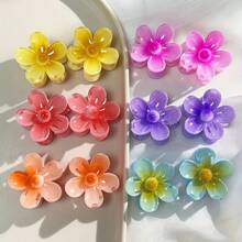 12 件可爱发夹套装，绉色果冻紫荆花防滑发夹，Y2k 配饰海滩配饰，小紫荆花设计发夹，适合女孩参加派对