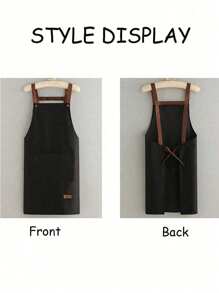 1pc Customized Black Kitchen Cooking Apron, Modern Polyester Oil-Proof Apron, Black Kitchen Apron, Polyester Apron For Garden, Kitchen And Housework Perfect For Home, Restaurant, And Kitchen Cooking