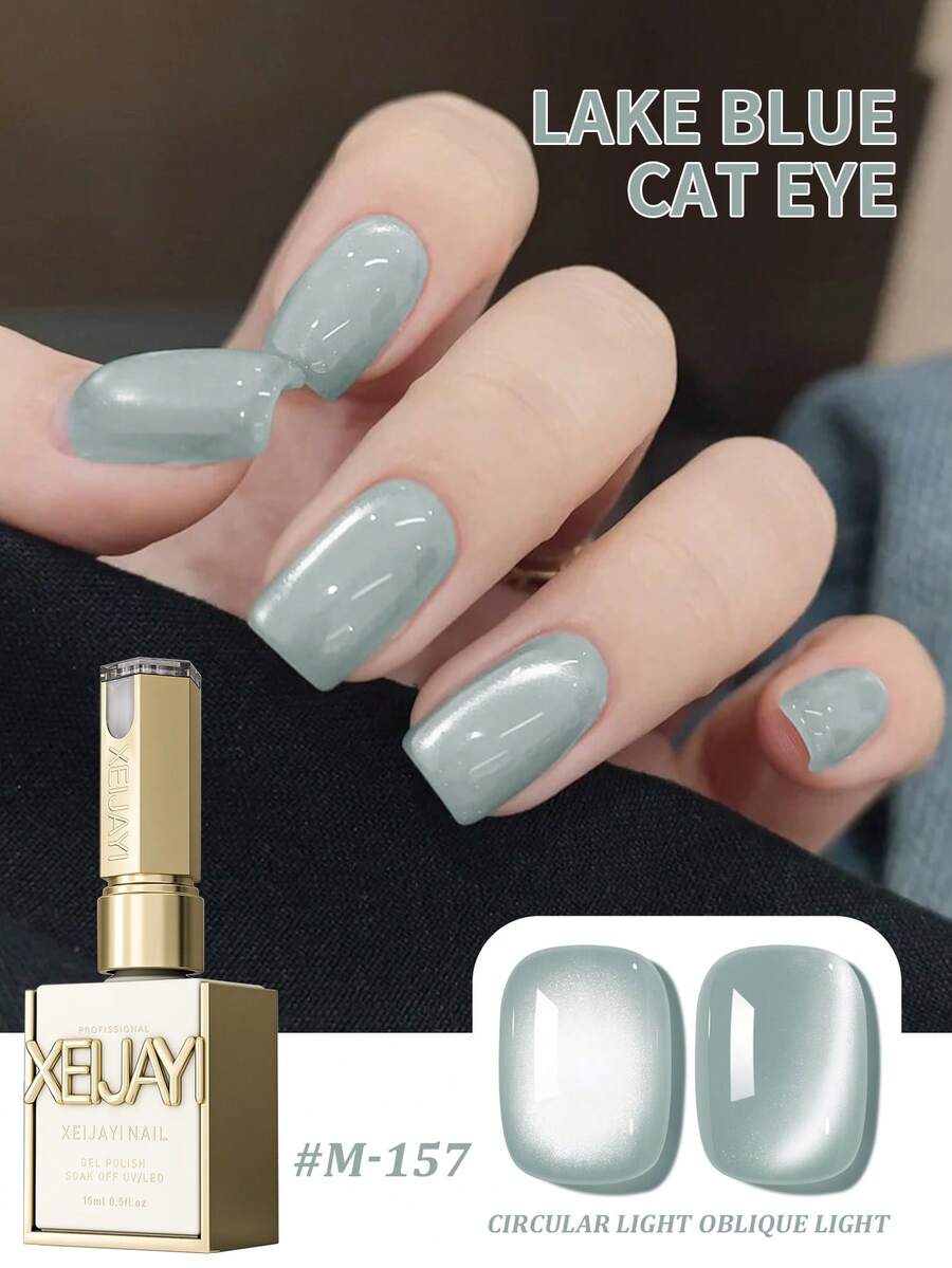 XEIJAYI 1瓶湖蓝色猫眼甲油胶,UV/LED固化,持久速干甲油胶 - 春夏送给女性的理想礼物 - 薄荷綠 - 查看 1