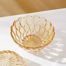 1 pieza Tazón de ensalada de vidrio con estampado floral, 400 ml Tazón transparente, Apto para ensalada, café, leche, postre, fruta, dulces, pasteles, aperitivos del hogar, condimentos, utensilios de cocina