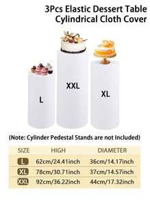 3Pcs/5Pcs White Cylindrical Column Cover,Elastic Dessert Table Cylindrical Cloth Cover,Wedding Decor, Birthday Party Decoration(Not Including The Cylindrical Column)Party Decor Supplies,Bridal Shower Decor,Party Favor