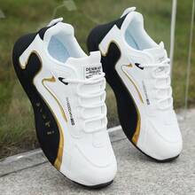 PU 男士低帮休闲运动鞋，软底耐磨跑步运动鞋 - 黑色[PU面] - 查看 5