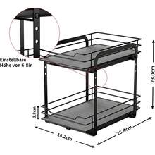 Pull Out Spice Rack, 2-Tier Spice Rack With Adjustable Height, Spice Rack For Inside Cupboard, Metal Kitchen Cupboard Organiser,Storage Rack For Inside Cupboard, 7.2in W X 10.4in L X 9in H - Black - View 3
