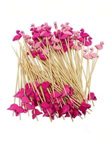 50/100 Pcs Flamingo Cocktail Picks -Flamingo Toothpicks Bamboo Toothpicks For Fruits, Appetizers,Decorative Fruit Picks,Wedding Cocktail Accessories,Restaurant Garnish Picks,BBQ Appetizer Skewers, Sandwiches, And BBQ, Decorative Party Supplies