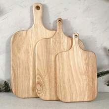 1pc Oak Wood Handle Cutting Board, Bread Board, Fruit Board, Butcher Block, Chopping Board, Double-Sided Cutting Board, Available In Large, Medium And Small Sizes, Suitable For Pizza, Cheese, Cooked Food, Bread, Cookies, Kitchen And Dining, Fruits, Outdoor, Parties, Wedding, Mother's Day, Christmas Gifts - Apricot - View 2