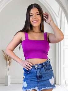 Thick Strap Cropped With Suplex Lining Various Colors - Màu Hoa hồng đỏ - Xem 1