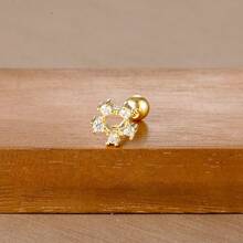 22 Styles Stainless Steel Mini Zirconia 1 Piece Stud Earring Women,Valentine's Day Earrings,18K Gold Plated Helix Screw Ball Ear Studs Tragus Cartilage Piercing Jewelry - Y20437-gold-white-1pc - View 29