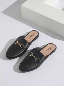2025 New Metal Buckle Fashionable Solid Color Dress Shoes & Mules