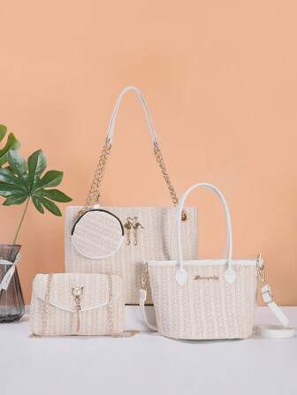 Juego de 4 bolsos para mujer - ¡Esencial de moda! Conjunto de bolso de hombro, bolso cruzado mini, versátil de mano y cruzado, elegante y espacioso, adecuado para diversas ocasiones, producto de cruzada