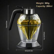 Diamond-Shaped Glass Honey Dispenser With Stand, 200 Ml Oil Dispenser With Large Capacity, Multifunctional Oil, Vinegar, And Sauce Bottle