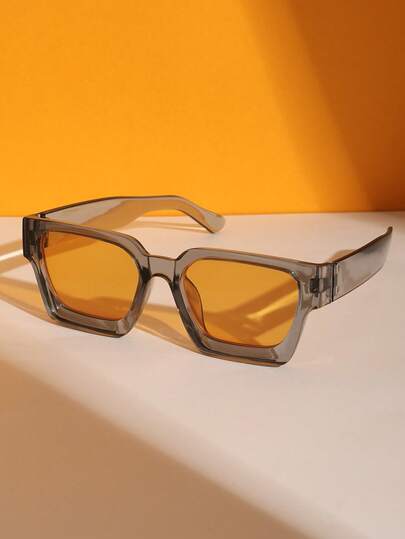 一副塑料几何全框彩色个性化时尚男士眼镜，适合户外热带海滩、锐舞派对、街头摄影，适合所有脸型