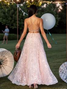 Romantic A-Line Spaghetti Evenning Dress Sweetheart Applique Pink Evenng Prom Dress Vestidos Elegantes Para Fiesta - 淺粉色 - 查看 4