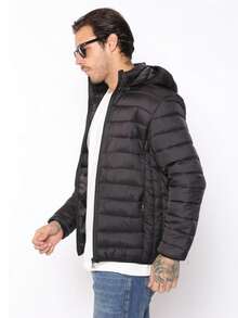 GominhoSimpleCasua LMohair ZipperPocket Gominho Puff Jacket - Black - View 5
