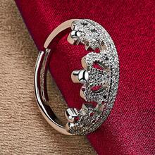 Nhẫn bạc 925 mạ vàng hình vương miện đính đá Zirconia AAA dành cho nam nữ, thời trang cưới, đính hôn, dự tiệc, trang sức bạc quyến rũ. - Bạc - Xem 4