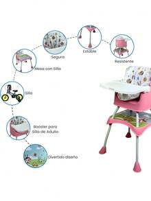 THE BABY SHOP High Chair With Periquera For Baby With Tray And Convertible - Pink - View 2