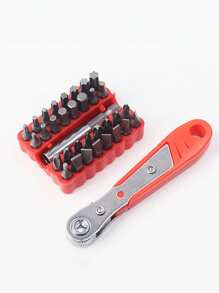 Screwdriver Handle Suitable For Tight Spaces, Front & Back, Bent Head, Right Angle, Head, Steel Material, Red Color, Requires Assembly, Non-Electric, No Battery Needed, For Industrial And Scientific Use, Tools For Men