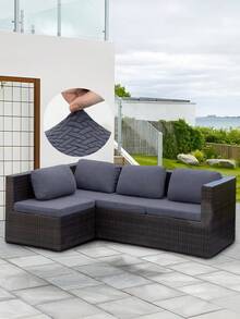 1pc Diagonal Striped Outdoor Sofa Seat Cushion Cover, Stretchy Half-Wrapped Sofa Seat Cushion Protector, Suitable For Patio, Terrace, Garden Sofa Seat Cushion - Dark Grey - View 2