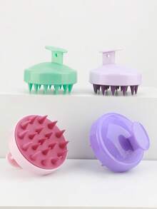 1 件头皮按摩发刷，硅胶头皮清洁刷，用于去屑和促进头发生长，返校、旅行度假必备，女士发饰 - 彩色 - 查看 6