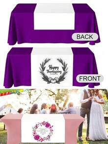 1pc Customized Linen Table Runner, Personalized Full-Color Printing, Suitable For Wedding, Birthday, Anniversary And Events - Polyester, Custom Design, Exhibition, Festival, Holiday Decor, Supplier Booth - Multicolor - View 3