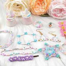 5760+Pcs 3mm Pastel Glass Seed Beads & Macaron - Colored Pony Beads Set With Alphabet Letter Beads + Elastic String - Ideal For DIY Bracelet & Necklace Jewelry Making Supplies - Multicolor - View 4