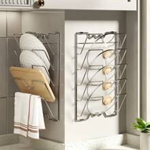 1 pièce Organisateur de couvercles de casserole suspendu en métal , Étagère de rangement murale à plusieurs niveaux pour casseroles et couvercles, Accessoire de cuisine gain de place pour la maison et les restaurants