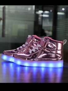 Sufuinu Kids Light Up Shoes With USB Charging Flashing LED Sneakers High Top Luminous Dancing Shoe For Boys And Girls Child Unisex - Hồng - Xem 8