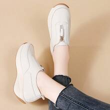 Plus Size Women's Casual Zipper Thick Sole Soft Material Work Shoes