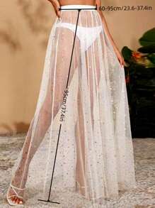 Rochie de petrecere pentru club de noapte, la modă europeană și americană, fustă lungă sexy transparentă, fuste versatile pentru petrecere