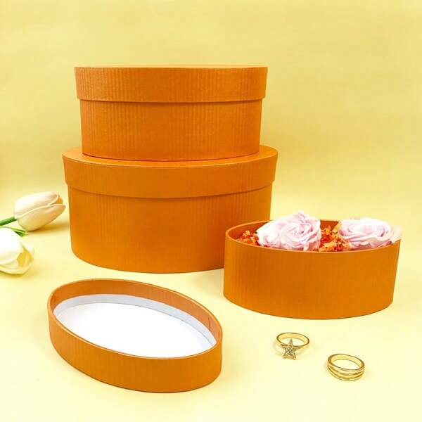 3Pcs Oval Gift Boxes Empty Box, Room Decoration Bedroom Box Makeup Organiser, Mother Day Gifts Wedding Birthday Party Decorations Gift Boxes