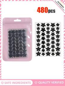 480pcs Pink, Black, White, Blue, Purple, Green Star Pattern E-Star Face Stickers, Essential For Photo Taking And Face Painting, Suitable For Various Parties, Gatherings And Entertainment Activities. 240/40pcs Set, Cosmetics, Affordable Price, Can Be Used For Room Decoration, Vanity, Travel, Bedroom, Makeup Accessories, Christmas Gifts, Cosmetics, Makeup Tools, Cheap Goods, Gifts, Women Gifts, Christmas Gifts. - Black - View 13