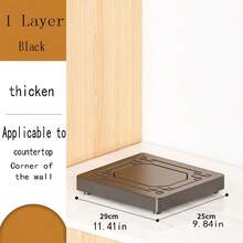 1 Giá để đồ bồn rửa bằng thép cacbon, Giá để nồi & chảo bằng kim loại, Kệ để đồ phòng tắm dưới tủ có thể điều chỉnh - màu đen - Xem 6