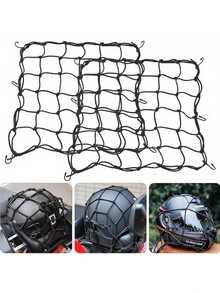 2 Sets Motorcycle Helmet Mesh, Tank Net Cover, Adjustable Tail Box Fixing Strap, Electric Bike Helmet Net Bag - Multicolor - View 2