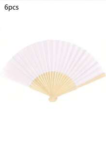 1pc/6pcs/ 7 Inch Folding Fan Black; White; Red Paper Fan Blank Folding Fan Plain Bamboo Blank Plain Paper Summer Cooling,Beach,Travel